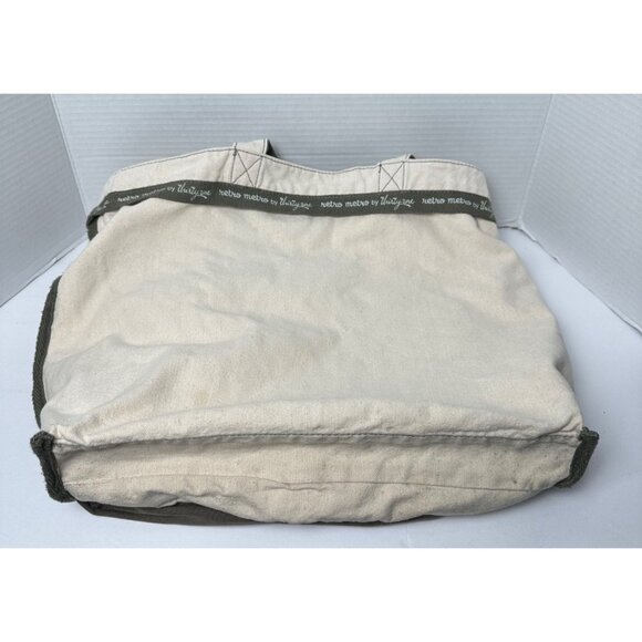 Thirty One Retro Metro Canvas Tote Bag Crossbody Natural Butterfly Boho Indie - Picture 12 of 16